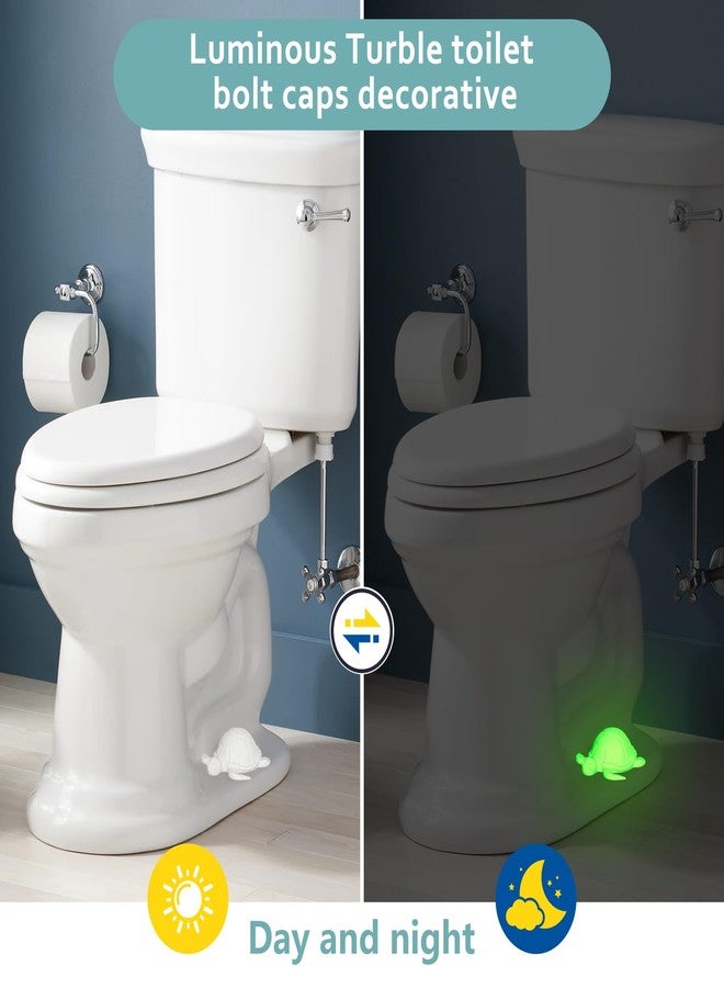 boeemi Sea Turtle Toilet Bolt Covers Decorative, 2PCs Glow in The Dark PLA Toilet Bowl Caps for Bolts Luminous Green, Fun Bathroom Decor Accessories Rust Prevention - Image 2