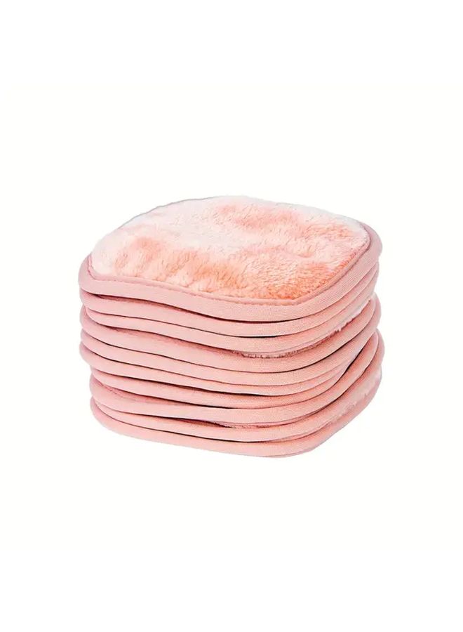 Coral Pink Makeup Remover Cloth 10pcs Washable Reusable Facial Cleansing Pad 5x5 - Image 1