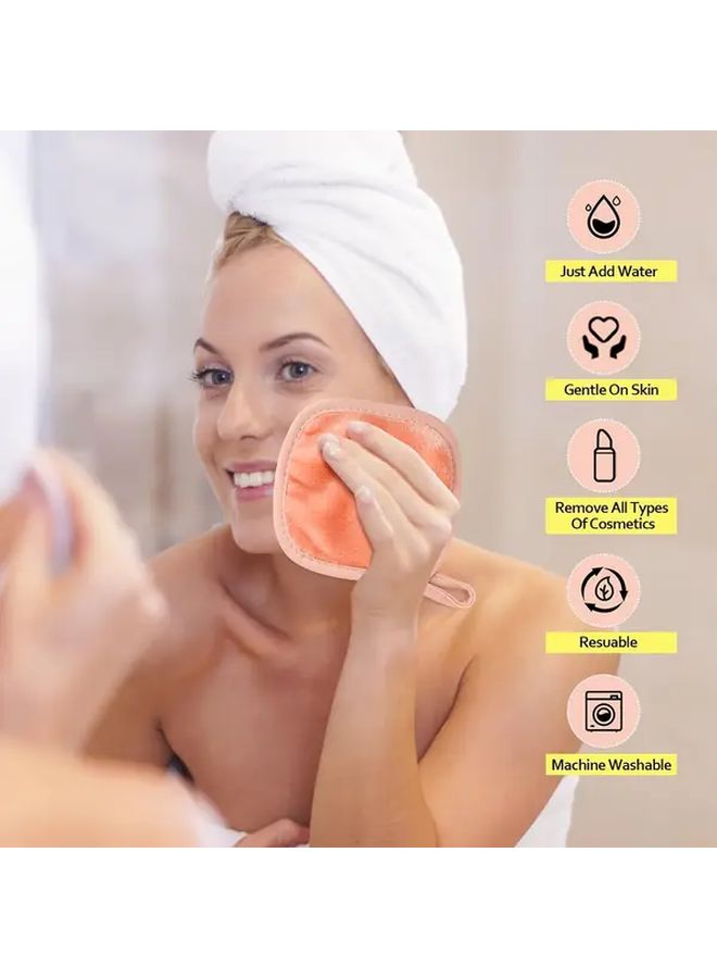 Coral Pink Makeup Remover Cloth 10pcs Washable Reusable Facial Cleansing Pad 5x5 - Image 4