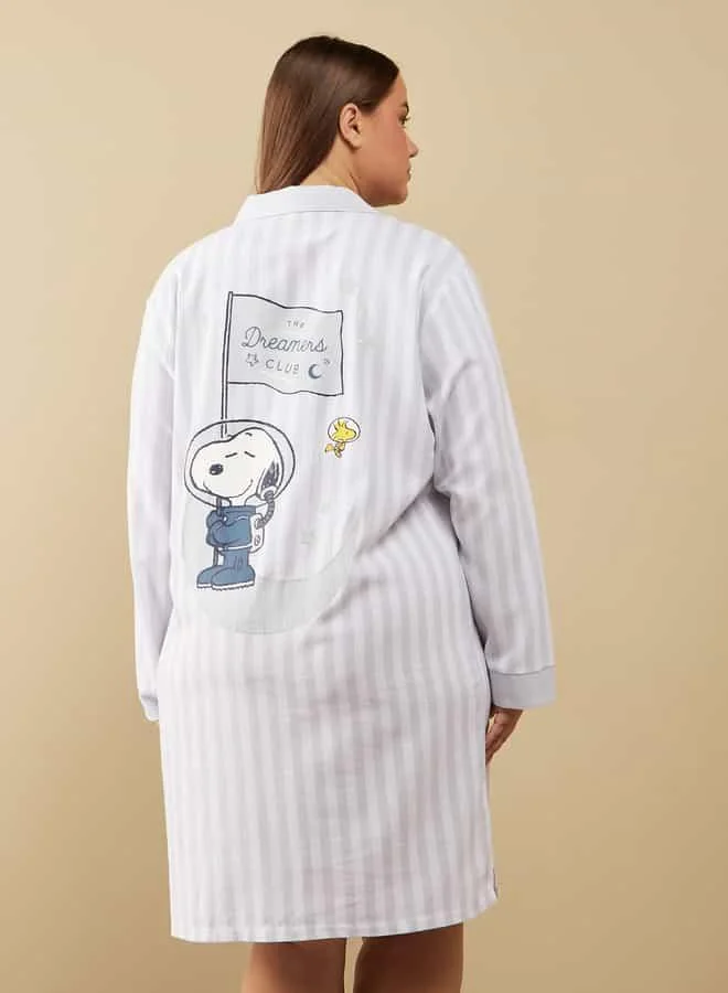 Splash FAV Snoopy Print Sleepshirt with Long Sleeves