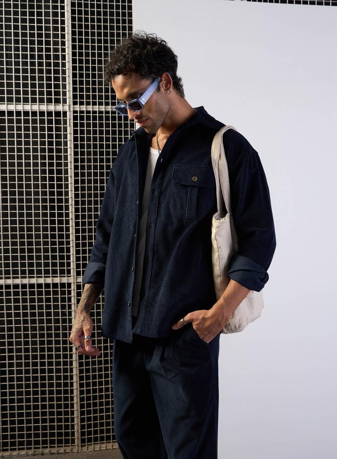 Mascln Sassafras Corduroy Front Button Shacket with Pocket Detail - Image 2