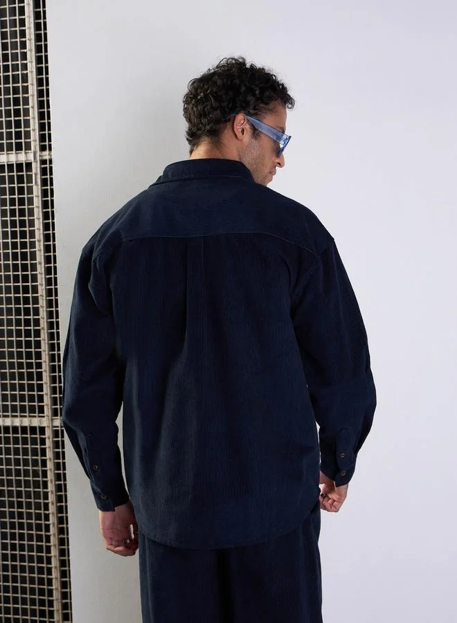Mascln Sassafras Corduroy Front Button Shacket with Pocket Detail by Styli