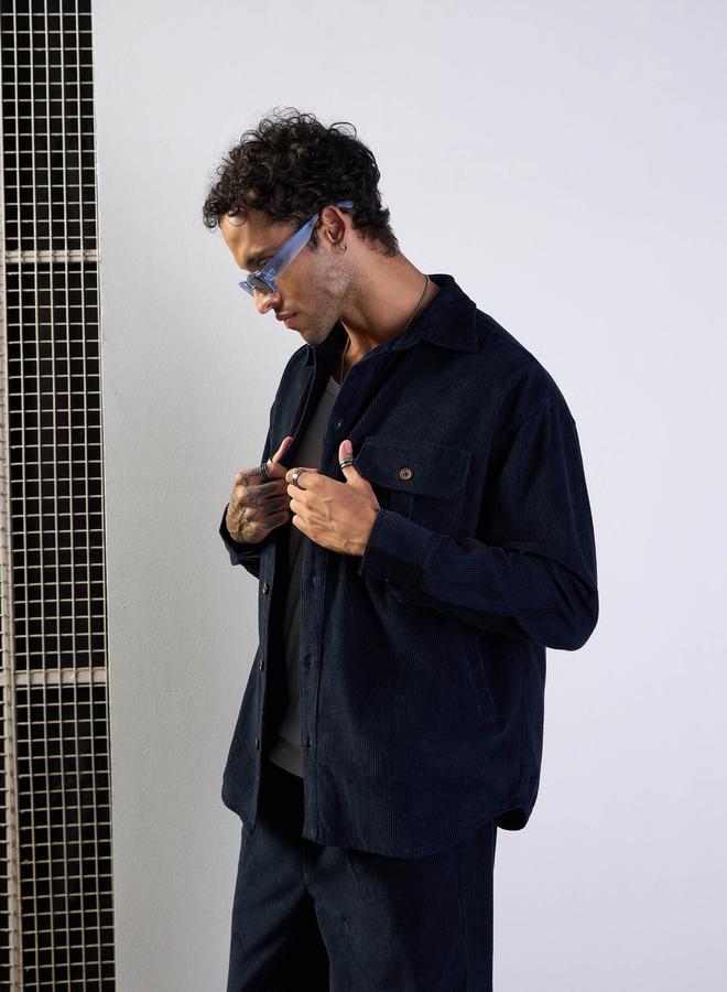 Mascln Sassafras Corduroy Front Button Shacket with Pocket Detail - Image 3