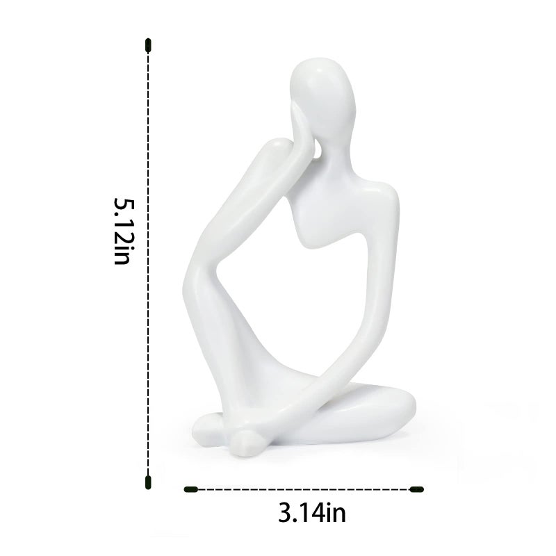INNOLITES Resin Statue Thinker Style Decoration Abstract Sculptures Collectible Figurines for Home Decor Modern Office Shelf Desktop(White Left) - Image 2