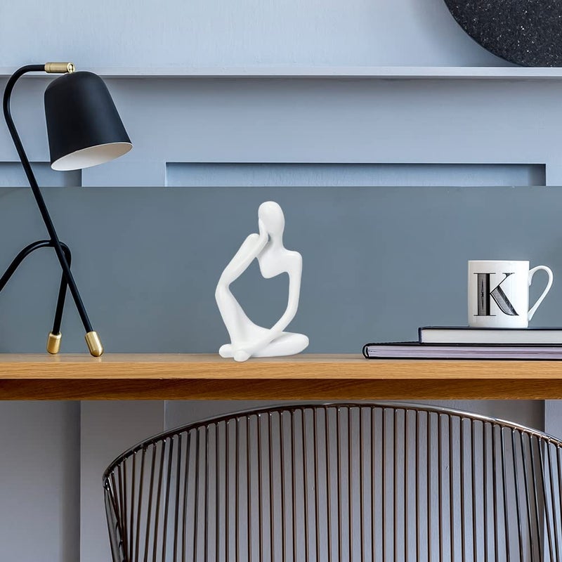 INNOLITES Resin Statue Thinker Style Decoration Abstract Sculptures Collectible Figurines for Home Decor Modern Office Shelf Desktop(White Left) - Image 5