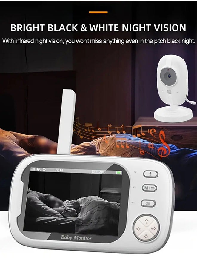 EzzySo - شاشة LCD بحجم 3.5 بوصة لمراقبة الفيديو اللاسلكية للأطفال، مع ميزة التحدث ثنائي الاتجاه ورؤية ليلية ورصد درجة الحرارة - Image 1