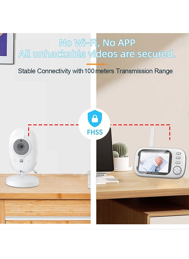 EzzySo - شاشة LCD بحجم 3.5 بوصة لمراقبة الفيديو اللاسلكية للأطفال، مع ميزة التحدث ثنائي الاتجاه ورؤية ليلية ورصد درجة الحرارة - Image 1