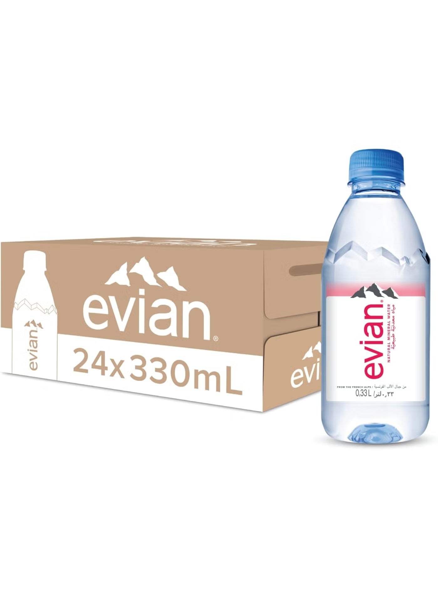 Evian Natural Mineral Water 330ml × 24 PET Bottles – Pure Alpine Refreshment