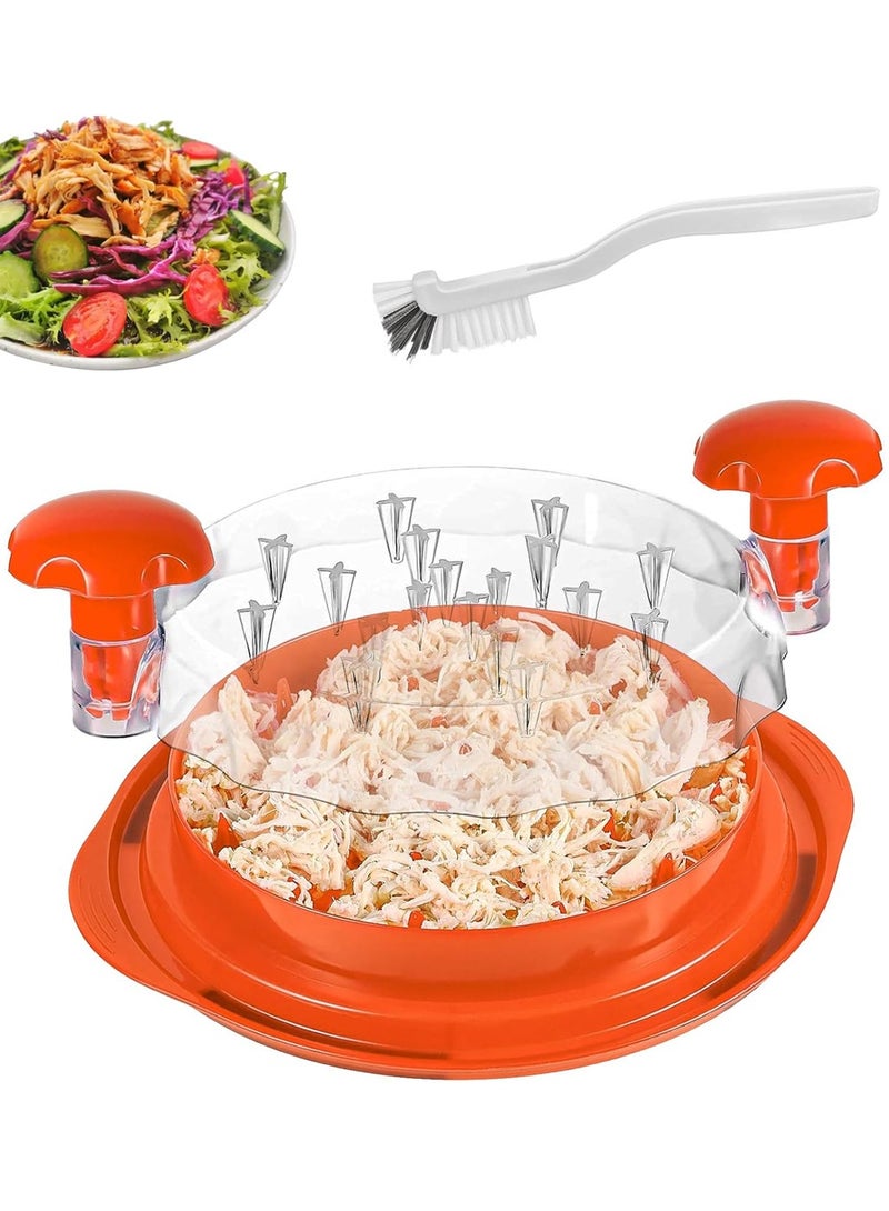 Relex Chicken Shredder Large Chicken Breast Shredder Tool Twist with Brush & Fork, Visible Meat Shredder Machine, Anti Slip Strip, Ergonomic Handle, BPA Free, Suitable for Pork Beef Chicken, Orange - Image 1