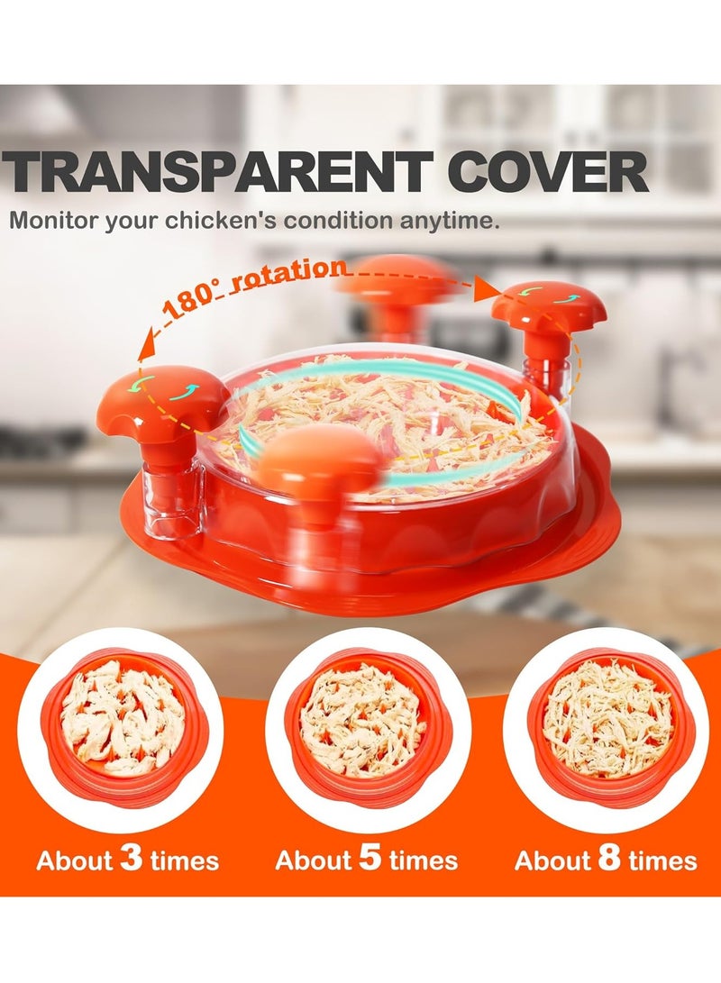 Relex Chicken Shredder Large Chicken Breast Shredder Tool Twist with Brush & Fork, Visible Meat Shredder Machine, Anti Slip Strip, Ergonomic Handle, BPA Free, Suitable for Pork Beef Chicken, Orange - Image 2