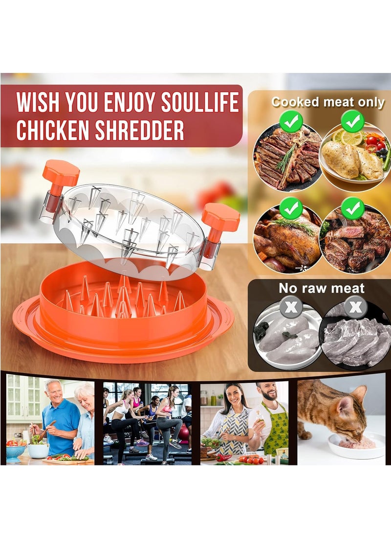 Relex Chicken Shredder Large Chicken Breast Shredder Tool Twist with Brush & Fork, Visible Meat Shredder Machine, Anti Slip Strip, Ergonomic Handle, BPA Free, Suitable for Pork Beef Chicken, Orange - Image 3