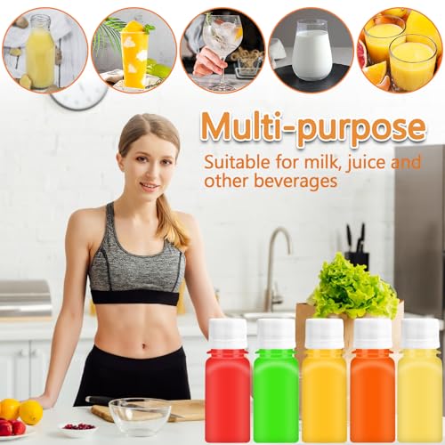 Haawooky 12 Pcs 2oz Mini Plastic Juice Bottles with White Caps,Reusable Ginger Shots Bottle with 4 Funnels,Clear Empty Beverage Containers for Juice,Smoothie,Milk - Image 5