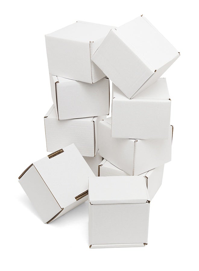 Noon East Pack of 10 Corrugated 3ply Cardboard Moving Boxes, Size- 12.5L x 12.5W x 10H cm. Multi-Use White Boxes for Packaging, Shipping, Storage and Organizing - Image 1