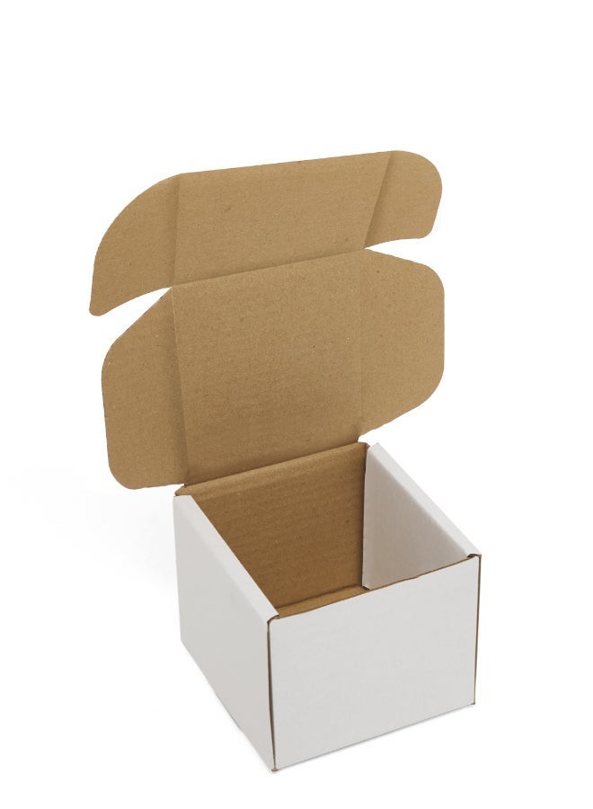 Noon East Pack of 10 Corrugated 3ply Cardboard Moving Boxes, Size- 12.5L x 12.5W x 10H cm. Multi-Use White Boxes for Packaging, Shipping, Storage and Organizing - Image 3