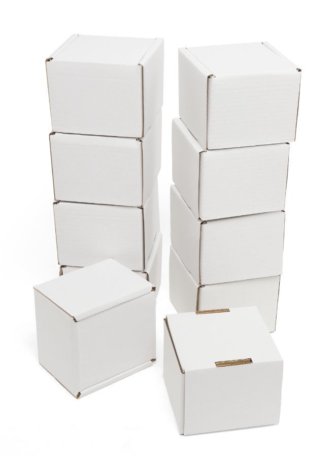 Noon East Pack of 10 Corrugated 3ply Cardboard Moving Boxes, Size- 12.5L x 12.5W x 10H cm. Multi-Use White Boxes for Packaging, Shipping, Storage and Organizing - Image 2