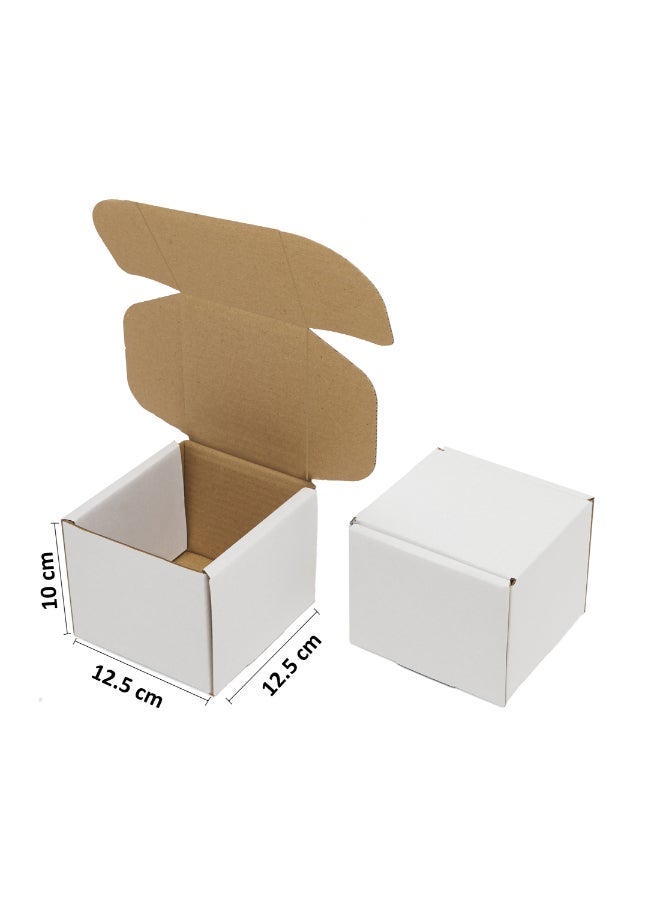 Noon East Pack of 10 Corrugated 3ply Cardboard Moving Boxes, Size- 12.5L x 12.5W x 10H cm. Multi-Use White Boxes for Packaging, Shipping, Storage and Organizing - Image 4