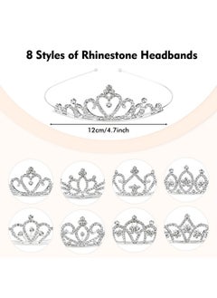 Cinaci Cinaci 8 Pack Silver Metal Sparkly Glitter Rhinestone Crown Headbands Wedding Prom Birthday Party Princess Hair Tiaras Clasps Accessories for Kids Girls Teens Women Brides  - Image 5