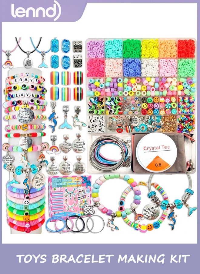 LENND Girls Toys Bracelet Making Kit -3400pcs Charm Jewelry Making Kit Supplies,Unicorn/Mermaid Crafts Birthday Christmas Gifts for Girls Ages 5 6 7 8 9 10 11 12 Years Old - Image 1