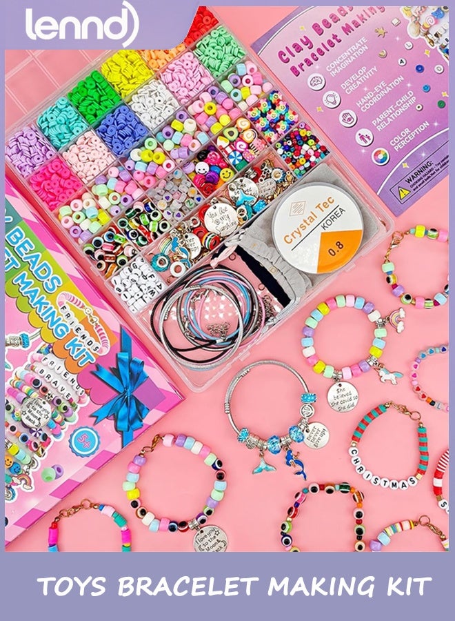 LENND Girls Toys Bracelet Making Kit -3400pcs Charm Jewelry Making Kit Supplies,Unicorn/Mermaid Crafts Birthday Christmas Gifts for Girls Ages 5 6 7 8 9 10 11 12 Years Old - Image 2
