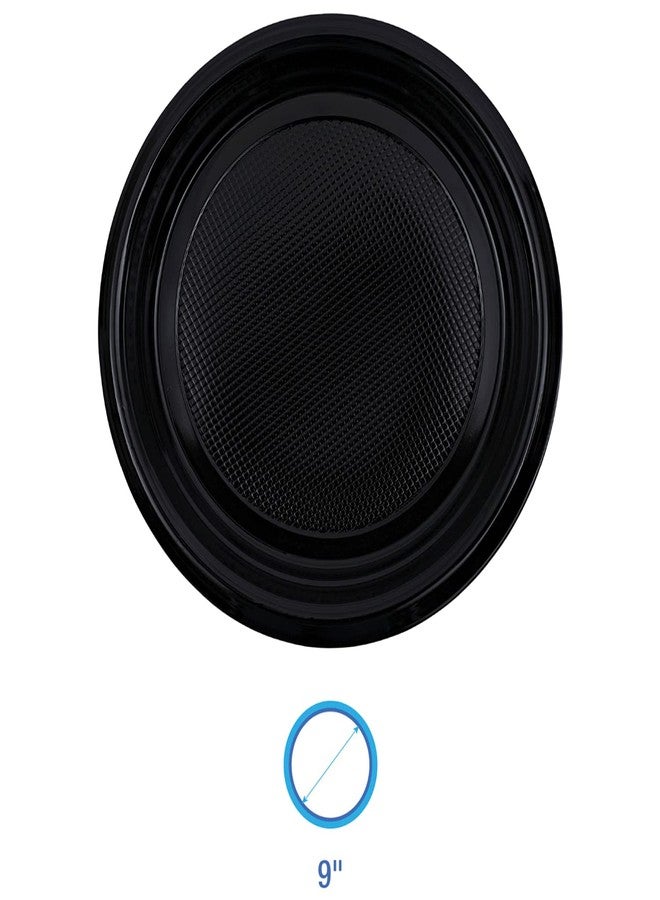 Manaloom Disposable Plastic Plates 9 Inch, 125 Pack Black Plastic Plates Bulk, Round Dinner Party Plates for Party Weddings Easter Outdoor Picnics, Plastic Dinnerware for Any Occasion (125 Pack) - Image 2