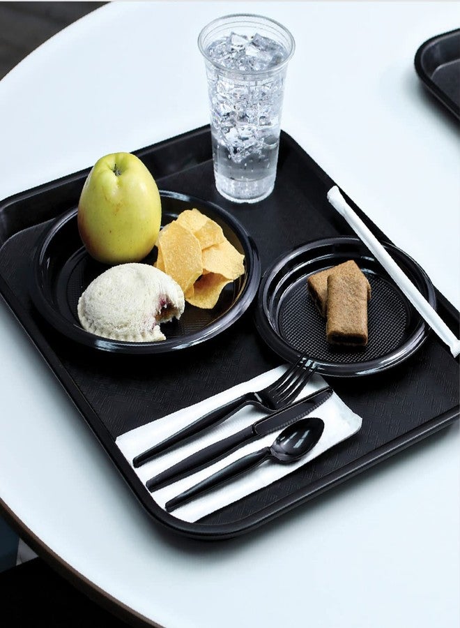 Manaloom Disposable Plastic Plates 9 Inch, 125 Pack Black Plastic Plates Bulk, Round Dinner Party Plates for Party Weddings Easter Outdoor Picnics, Plastic Dinnerware for Any Occasion (125 Pack) - Image 5