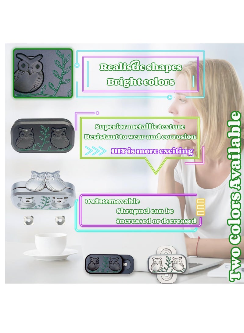 Excefore منزلق معدني لتخفيف الضغط، منزلق يدوي جديد للرجال، ألعاب تخفيف التوتر ببطاقة دفع، تصميم بومة جالسة على شكل غصن، ألعاب مكتب هدايا للصديق والأب، أسود - Image 4