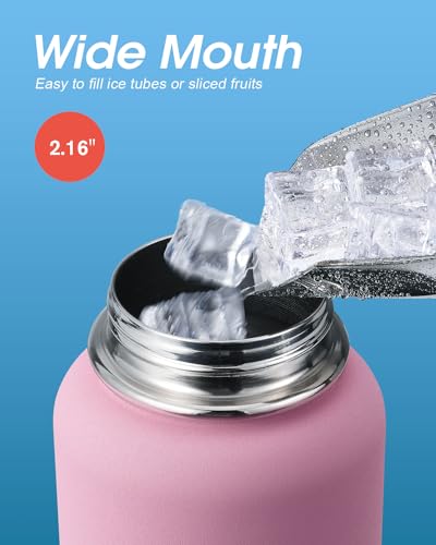 Coolflask 32 oz Insulated Water Bottle with Straw&3 Lids, Coolflask Stainless Steel Metal Flask Wide Mouth for Sports or Office, Non-BPA Keep Cold Up to 48 Hrs or Hot Up to 24 Hrs, Bubblegum Princess - Image 4