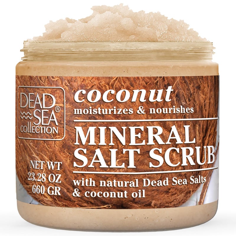 Dead Sea Collection مجموعة البحر الميت مقشر ملح جوز الهند مقشر للجسم للنساء مرطب ومغذي للبشرة مع زيوت نقية ومعادن البحر الميت 2328 أونصة - Image 2