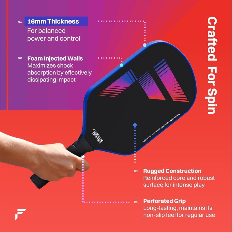 FIRSTEDGE VeloFlex T700 RAW Carbon Fibre (Spin/Textured) Thermoformed Pickleball Paddle | Carbon Friction Surface | Elongated Handle Racket | Cover Included (Set of Two) - Image 4
