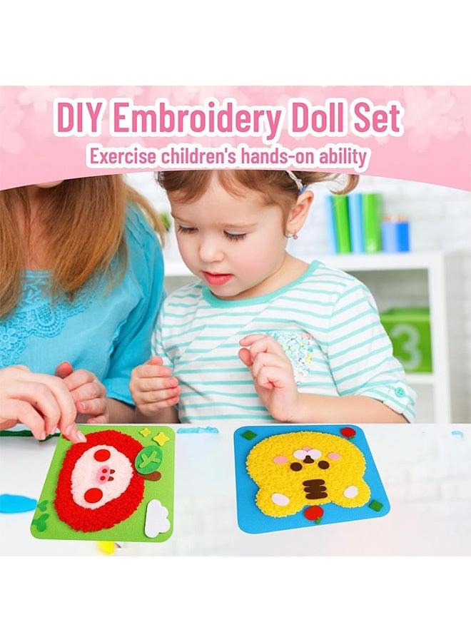 DIY Embroidery Doll Set, DIY Kids Doll Sewing Craft Kit for Early Education Toys,Stick and Stitch Embroidery Patterns for Kids, Cross Stitch Kits for Children, 4 Animal Themed Craft Kits for Family Activities and Gifts - Image 4