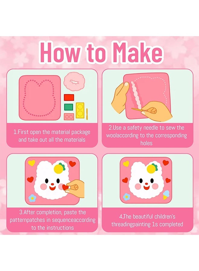 DIY Embroidery Doll Set, DIY Kids Doll Sewing Craft Kit for Early Education Toys,Stick and Stitch Embroidery Patterns for Kids, Cross Stitch Kits for Children, 4 Animal Themed Craft Kits for Family Activities and Gifts - Image 3