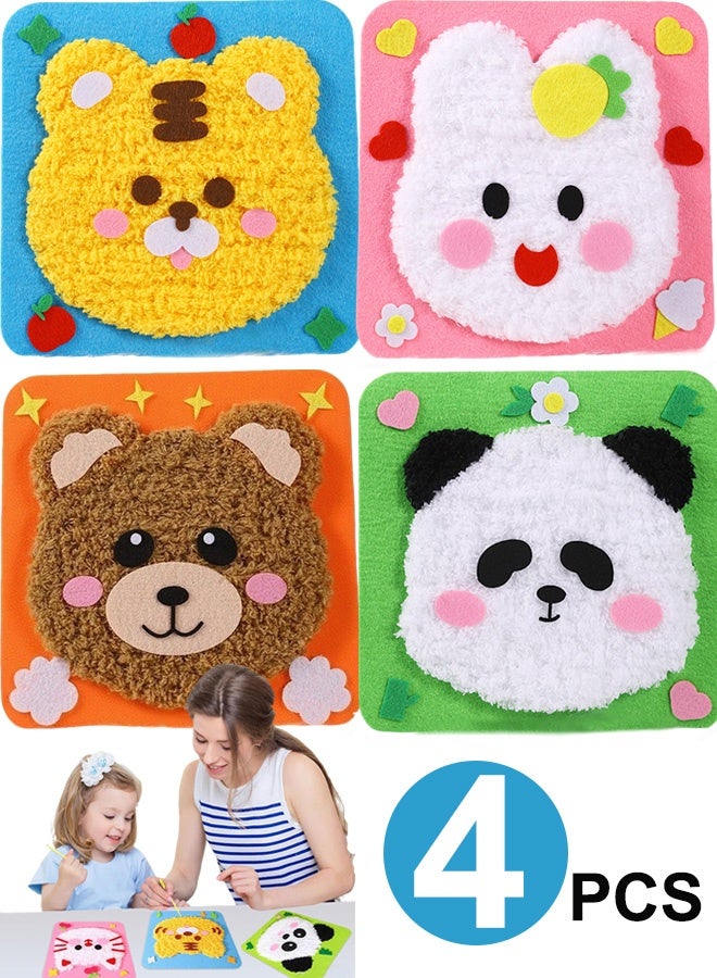 DIY Embroidery Doll Set, DIY Kids Doll Sewing Craft Kit for Early Education Toys,Stick and Stitch Embroidery Patterns for Kids, Cross Stitch Kits for Children, 4 Animal Themed Craft Kits for Family Activities and Gifts - Image 1