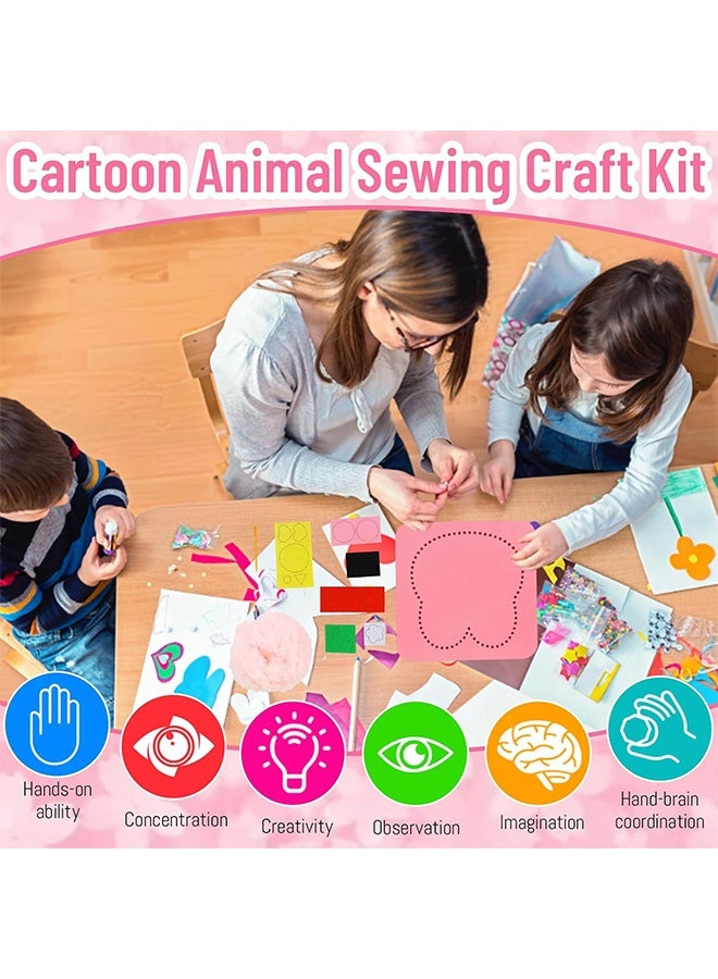 DIY Embroidery Doll Set, DIY Kids Doll Sewing Craft Kit for Early Education Toys,Stick and Stitch Embroidery Patterns for Kids, Cross Stitch Kits for Children, 4 Animal Themed Craft Kits for Family Activities and Gifts - Image 5
