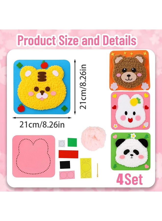 DIY Embroidery Doll Set, DIY Kids Doll Sewing Craft Kit for Early Education Toys,Stick and Stitch Embroidery Patterns for Kids, Cross Stitch Kits for Children, 4 Animal Themed Craft Kits for Family Activities and Gifts - Image 2