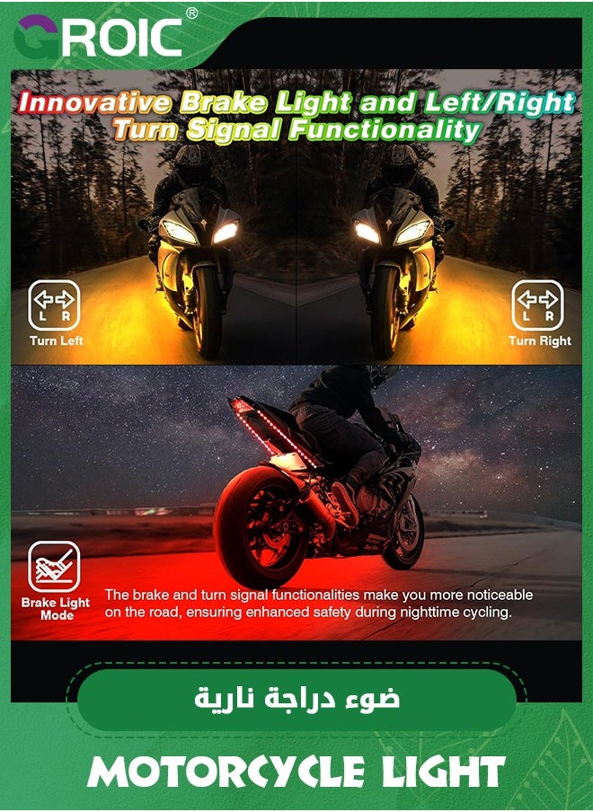 GROIC Motorcycle LED Underglow Kit w/APP/RF Remote Brake Turn Signal,10 PCS Chasing Motorcycle RGB+IC LED DC12v Chasing Effect LED Strips Light Waterproof Multicolor for Harley Kawasaki  - Image 4