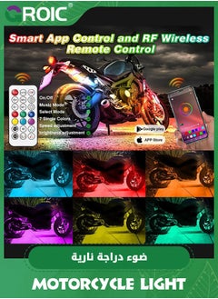 GROIC Motorcycle LED Underglow Kit w/APP/RF Remote Brake Turn Signal,10 PCS Chasing Motorcycle RGB+IC LED DC12v Chasing Effect LED Strips Light Waterproof Multicolor for Harley Kawasaki  - Image 2