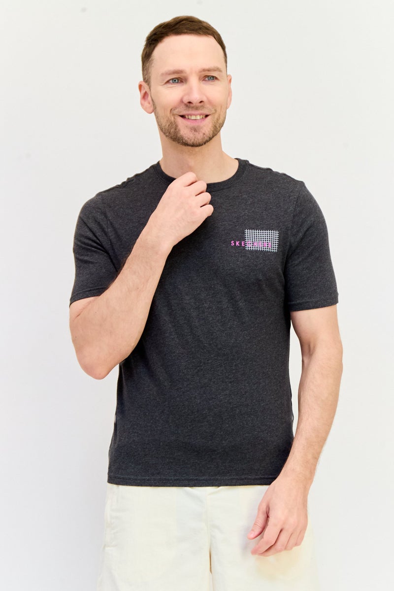 SKECHERS Men Sportswear Fit Short Sleeve Outdoor T-Shirt, Dark Grey - Image 1
