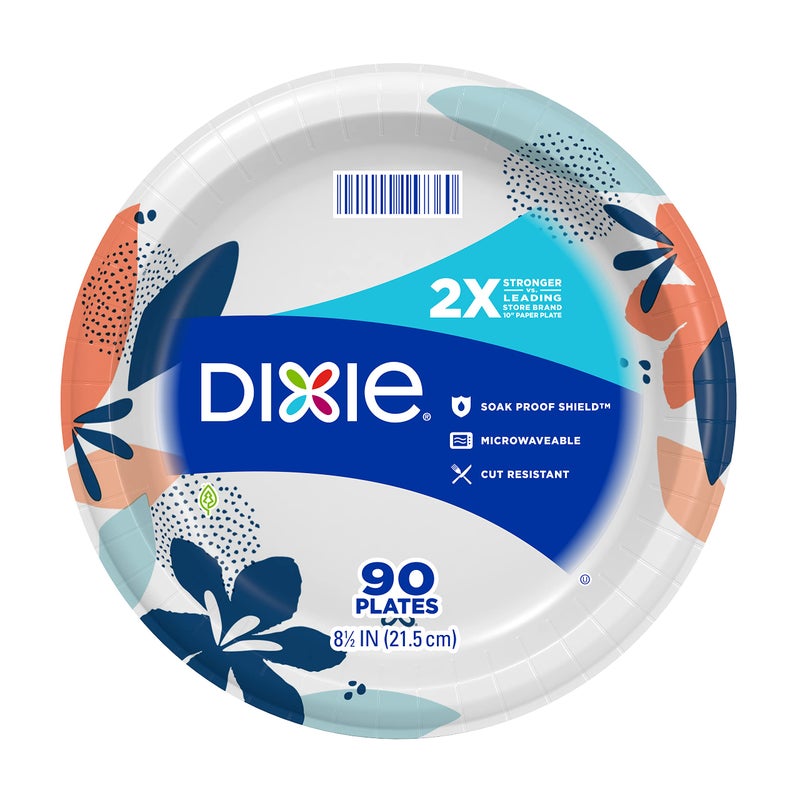Dixie Medium Paper Plates  8.5 Inch  90 Count  2X Stronger*  Microwave-Safe  Soak-Proof  Cut Resistant  Disposable Plates For Everyday Breakfast  Lunch  & Dinner Meals - Image 1