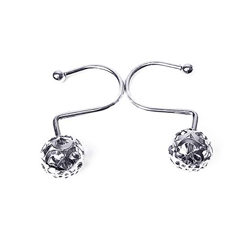 Gracelife 12Pcs Hollow Ball Shower Curtain Hooks Luxury Quality Rustproof Stainless Steel Shower Curtain Rings Hooks for Bathroom Rod (Chrome) - Image 4