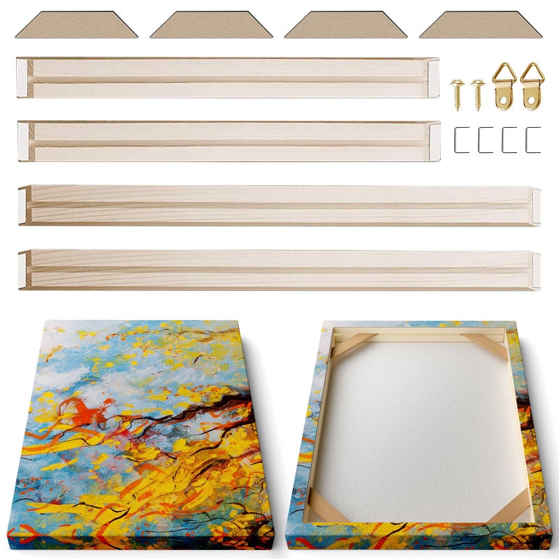 ART 4pcs DIY Wooden Canvas Stretcher Bars Canvas Frame Kit for Gallery Wraps â€“ Sturdy Solid Wood Bars for Oil Paintings, Gallery, Posters, Diamond Painting, Home Studio Wall Decor - Image 1