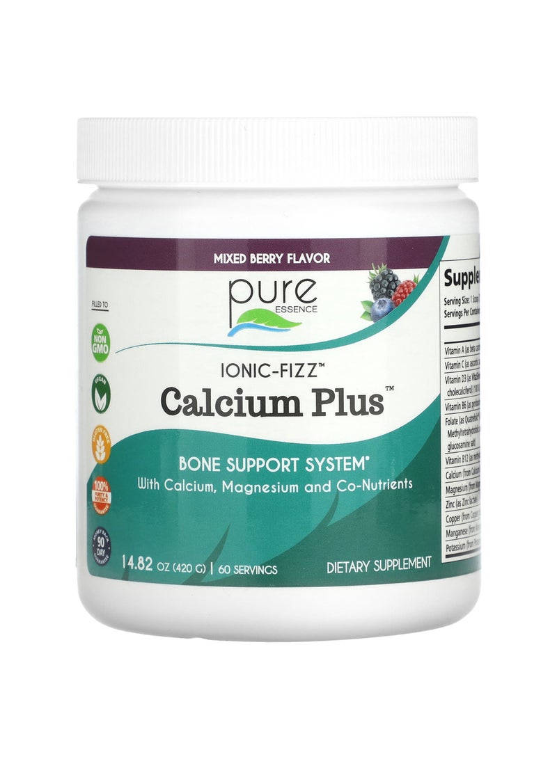 Pure Essence Ionic-Fizz, Calcium Plus, Mixed Berry, 14.82 oz (420 g)