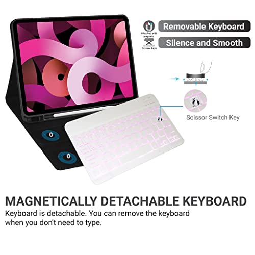 CONCEPT KART Universal Wireless Bluetooth Keyboard with 7-Colors Backlit, Ultra Light & Slim Portable Keyboard for iOS Android, Windows Tablets PC Smartphone (White) - Image 4