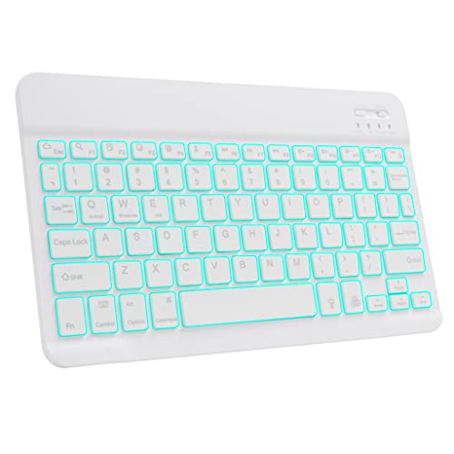 CONCEPT KART Universal Wireless Bluetooth Keyboard with 7-Colors Backlit, Ultra Light & Slim Portable Keyboard for iOS Android, Windows Tablets PC Smartphone (White) - Image 1