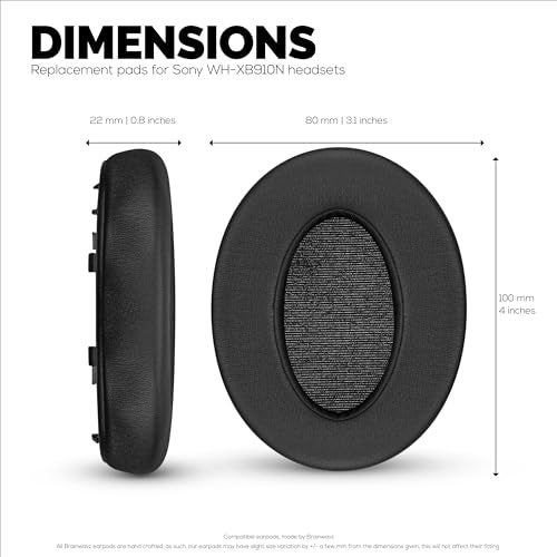 BRAINWAVZ Replacement Earpads for Sony WH-XB910N Headphones. Soft PU Leather Cushions w/Memory Foam, Extra Comfort Ear Pads, Easy & Quick Installation, by Brainwavz (Black) - Image 5