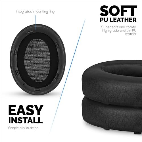 BRAINWAVZ Replacement Earpads for Sony WH-XB910N Headphones. Soft PU Leather Cushions w/Memory Foam, Extra Comfort Ear Pads, Easy & Quick Installation, by Brainwavz (Black) - Image 4