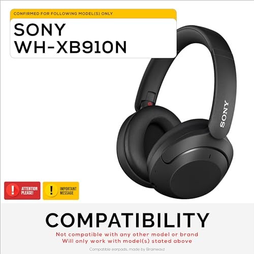 BRAINWAVZ Replacement Earpads for Sony WH-XB910N Headphones. Soft PU Leather Cushions w/Memory Foam, Extra Comfort Ear Pads, Easy & Quick Installation, by Brainwavz (Black) - Image 2