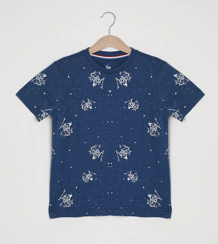 Beverly Hills Polo Club Boys Blue Printed T-Shirt