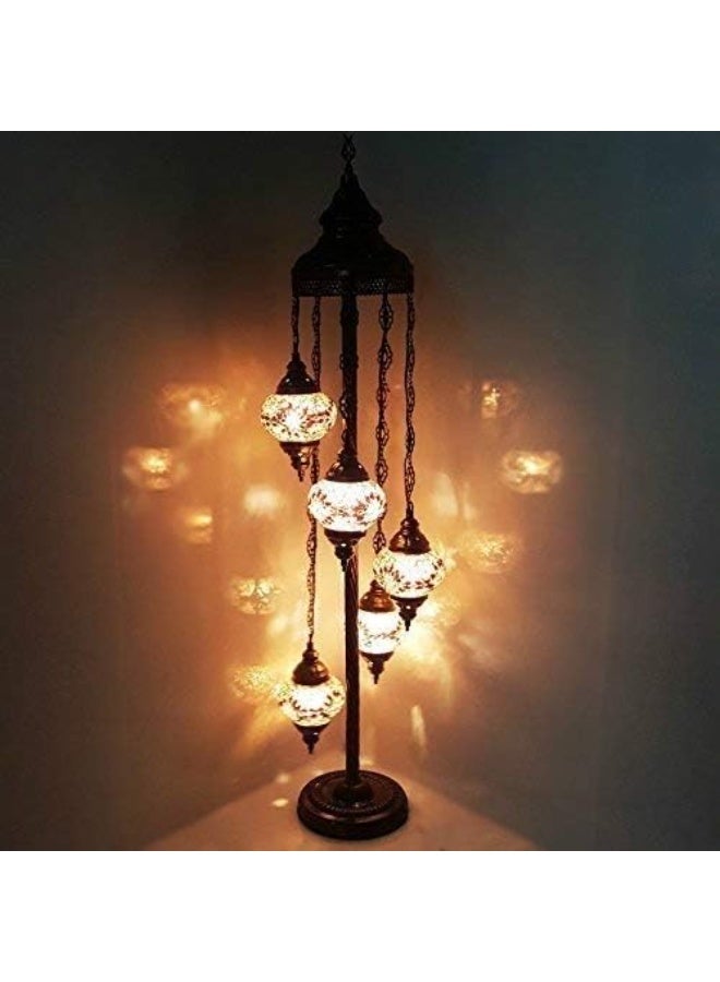Quick Cart Unique Turkish Tiffany Style Glass Lamp With 7 Globe Floor Stand Light | Antique Lantern Perfect for House warming, Birthday & Anniversery Party Gift | Perfect For Office & Hotel  - Image 1