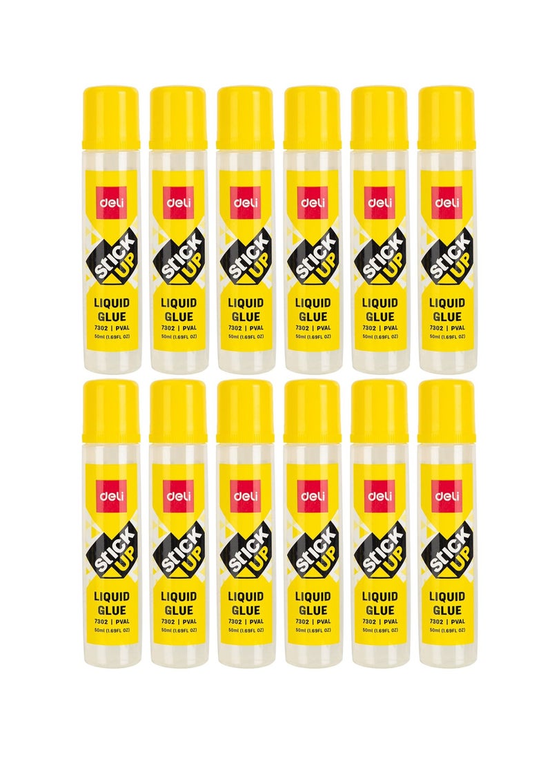 Deli 12-Piece Clear Liquid Glue Stick 50ml Content  - Image 1