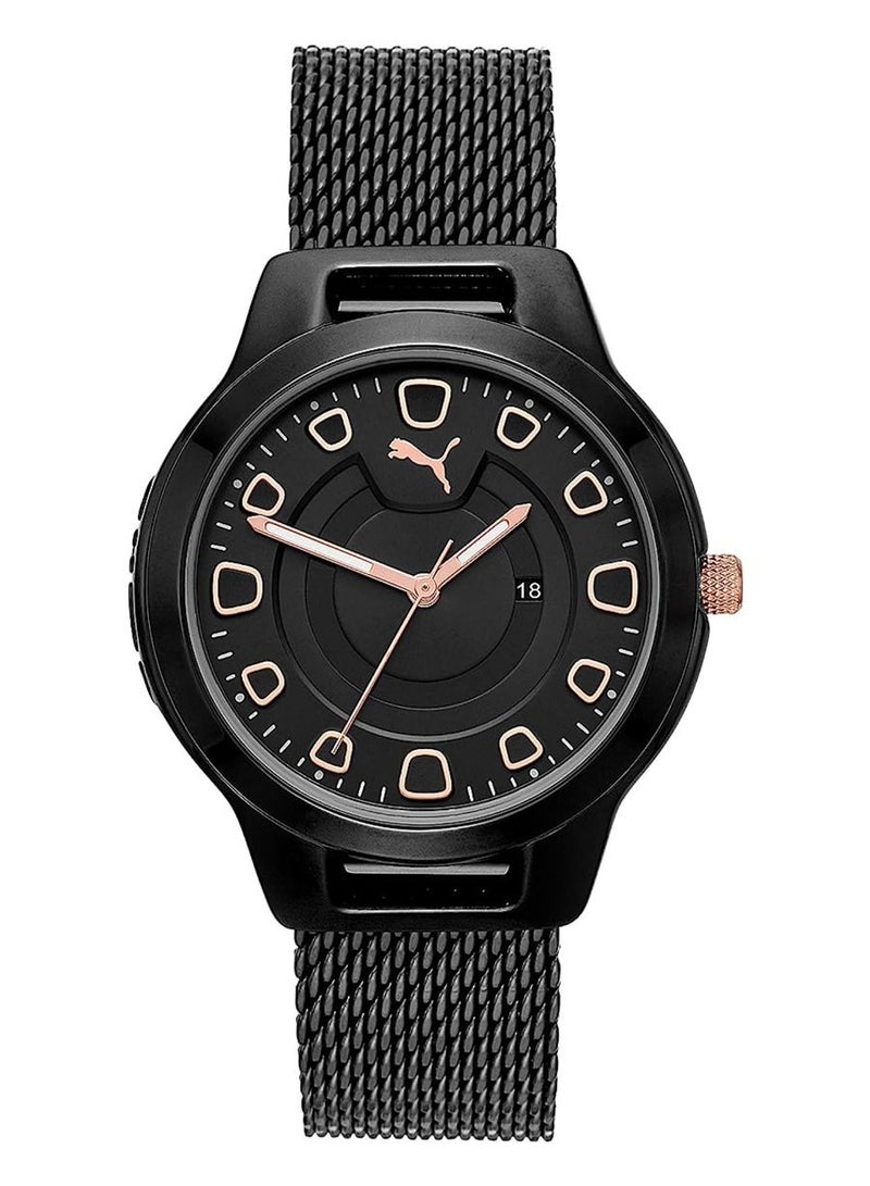 PUMA ساعة كوارتز انالوج V1 للنساء بسوار معدني أسود - 3 ATM - PU P1010 - Image 1